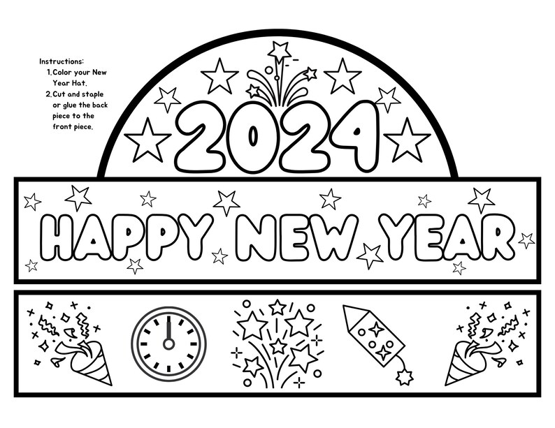 New Year Coloring Page Etsy
