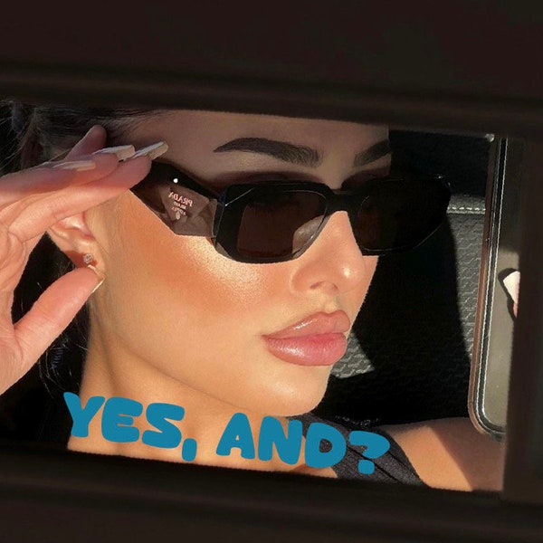 Yes, And? - Cute Rear View Mirror Decal gift for him  her funny cute couple car Ariana inspired