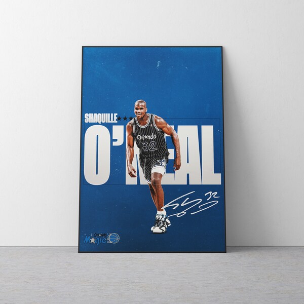 Shaquille O'Neal Poster, Orlando Magic, NBA Poster, Sports Poster, Mid Century Modern, NBA Fans, Basketball Gift, Sports Bedroom Posters