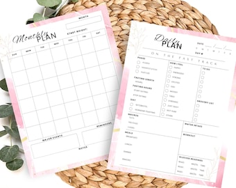 Fast Like A Girl | Fasting Planner Inserts | Intermittent Fasting Tracker | Daily Fasting | Monthly Fasting | That Girl Planner for Fasting