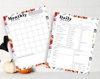 Fasting Tracker Printable, Cycle Syncing Planner, Intermittent Fasting Journal, Women's Wellness Planner, Halloween Printable