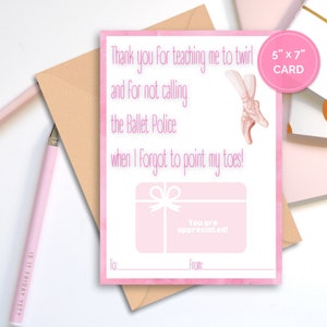 Porta carte regalo di apprezzamento per insegnanti di danza classica / Grazie insegnante di danza / Regalo per insegnanti di danza / Grazie insegnante di danza / Insegnante di danza