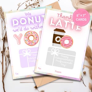 Administrative Professionals Day Gift Card Holder, Printable Admin Day Thank You Gift, Office Staff Appreciation, Coffee and Donuts Gift