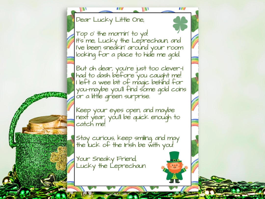 Leprechaun Note for Kids | Toddlers | St. Patricks Day | Leprechaun ...