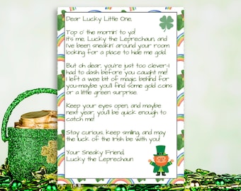 Leprechaun Note for Kids | Toddlers | St. Patricks Day | Leprechaun Letter | Kid Activity | Classroom Fun | All Things Green | Printable 5x7