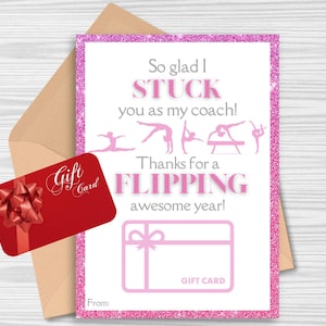 Gymnastics Coach Appreciation Gift Card Holder | Teacher Appreciation Gift | Gymnastics Coach Gift | Thank You Coach Printable | Acro