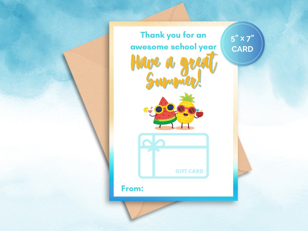 Teacher Appreciation Gift Card Holder: End of Year Thank You (PDF) - Etsy