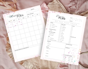 Fast Like A Girl | Fasting Planner Inserts | Intermittent Fasting Tracker | Daily Fasting | Monthly Fasting | That Girl Planner for Fasting