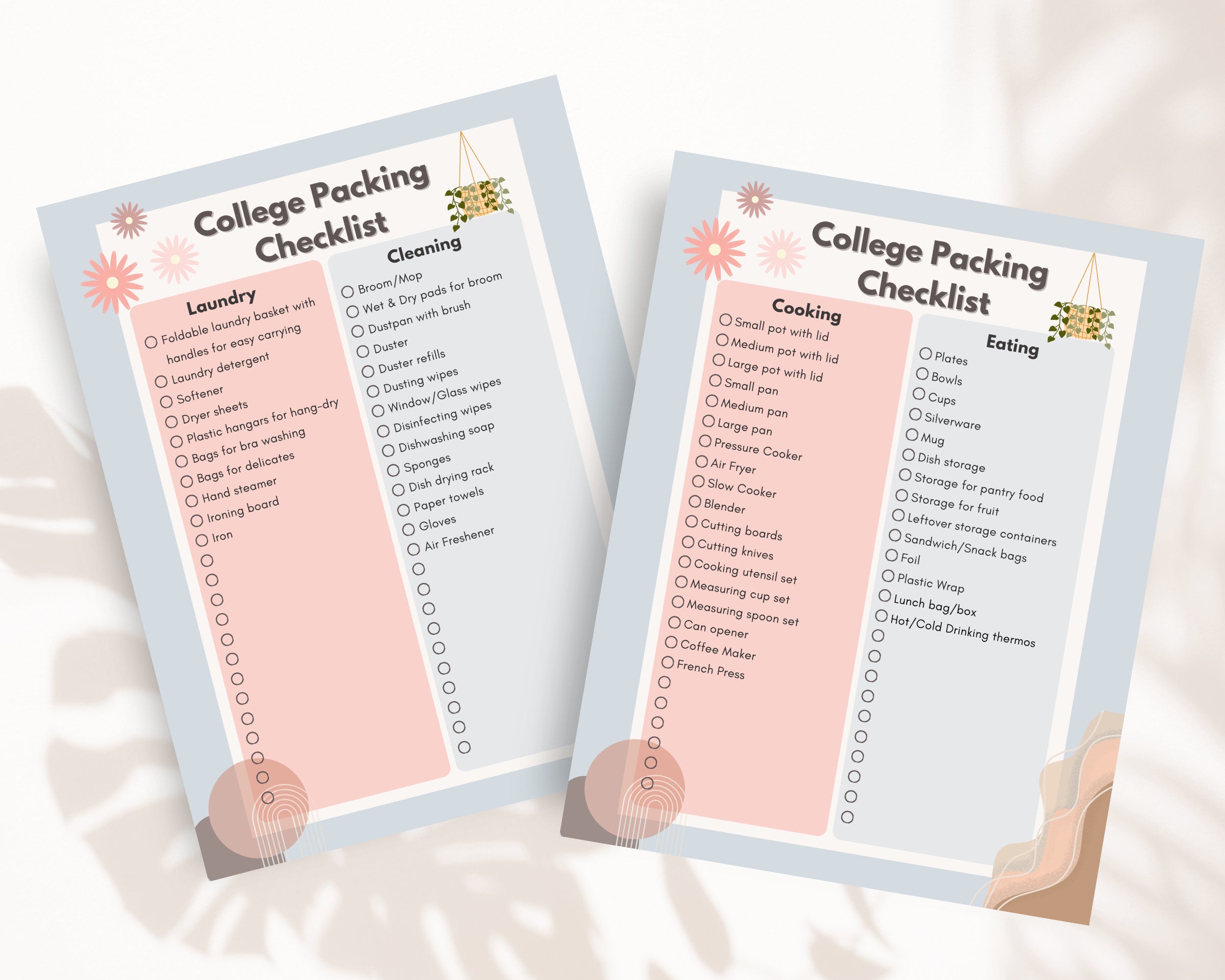 Boho College Dorm Checklist: Essentials, Wall Art, Gift Card Holders (PDF Download)