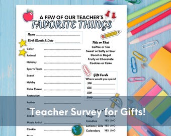 Teacher Favorite Things Questionnaire: Printable Teacher Survey (PDF Download)