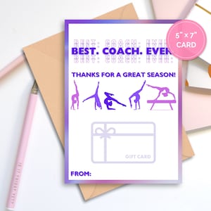 Gymnastics Coach Appreciation Gift Card Holder | Teacher Appreciation Gift | Gymnastics Coach Gift | Thank You Coach Printable | Acro
