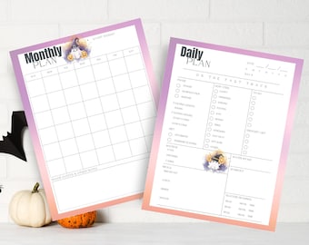 Fast Like A Girl | Intermittent Fasting Tracker | Fasting Planner Inserts | Daily Fasting | Monthly Fasting | That Girl Planner | Halloween