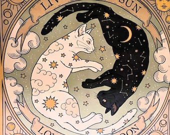 ALTAR CLOTH—Celestial Ying Yang Cats