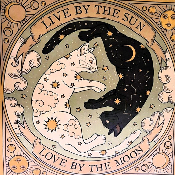 ALTAR CLOTH—Celestial Ying Yang Cats