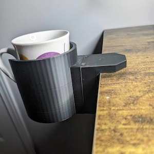 Desk Mounted cup Holder, clamp to desk, universal with other products, 3D printed comes with desk clamp