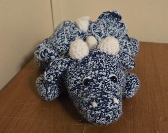 Amigurumi Blueberry Dragon, Crocheted Stuffed Animal (14 inches)