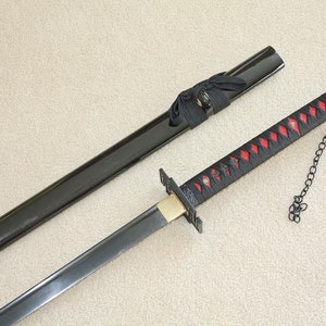 S2600 anime Bleach Ichigo Kurosaki Tensa Zangetsu Zanpakuto straight sword 42" with grooved gun metal balde