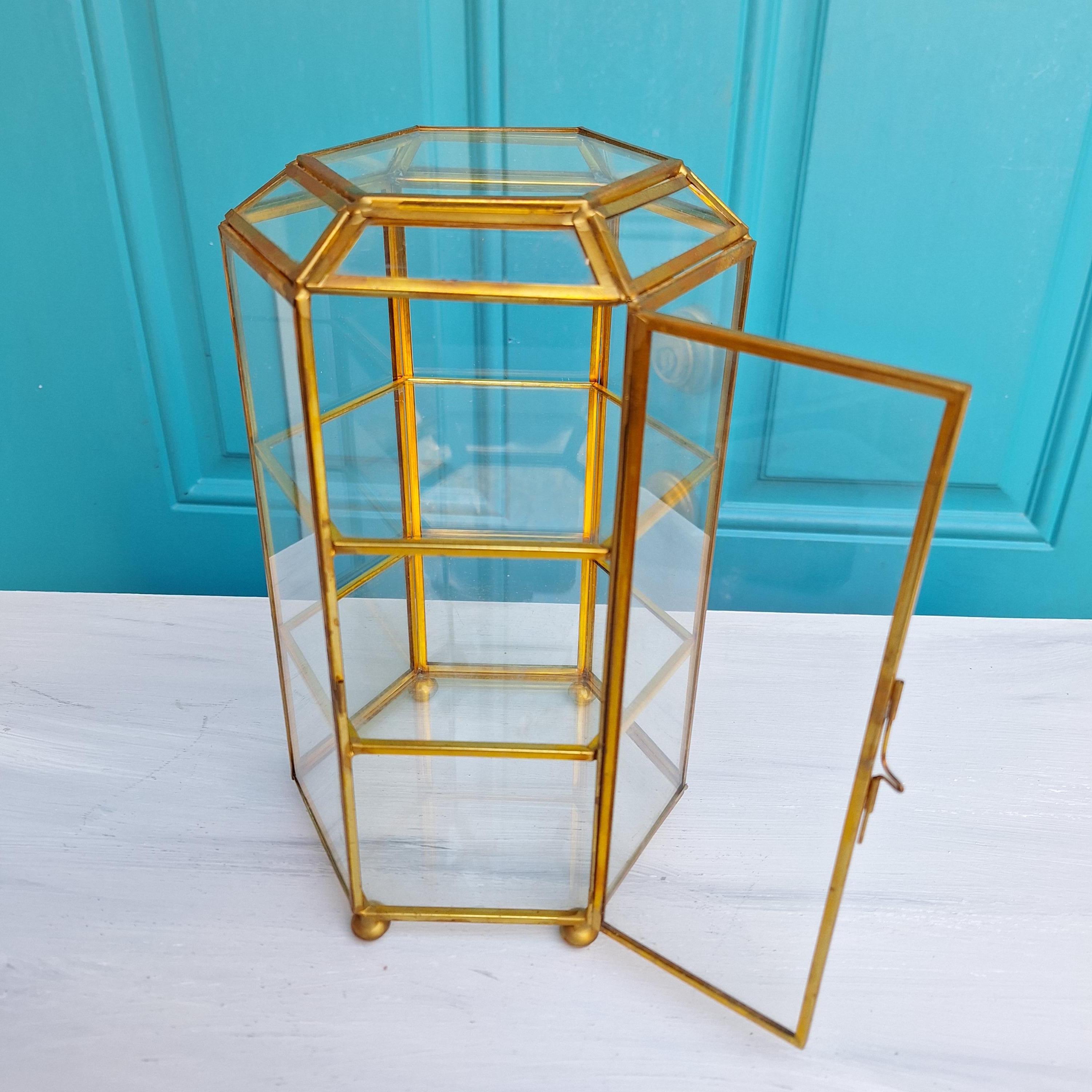 Vintage Brass Glass Shelves Display - Etsy