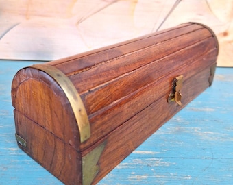 Wooden Box with Lid Unique Vintage Trinket Wood Box with Clasp Gifts for Men Hinged Lid Storage Brass Decor Mens Keepsake Collection Dresser