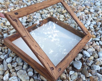 Wooden Display Box with Lid Vintage Wood and Glass Shadow Box Collectibles Keepsakes Rustic Distressed Wood Box Case Framed Wall Decor 15x12