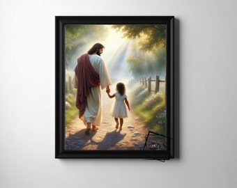 Walk Beside Me - Primary Art - Jesus Christ Art - LDS Art - I am a Child of God - LDS digital prints - Baptism gifts - LDS gifts - Jesus art