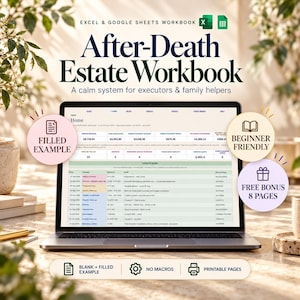 Executor Spreadsheet for Excel and Google Sheets, After-Death Checklist and Estate Organizer