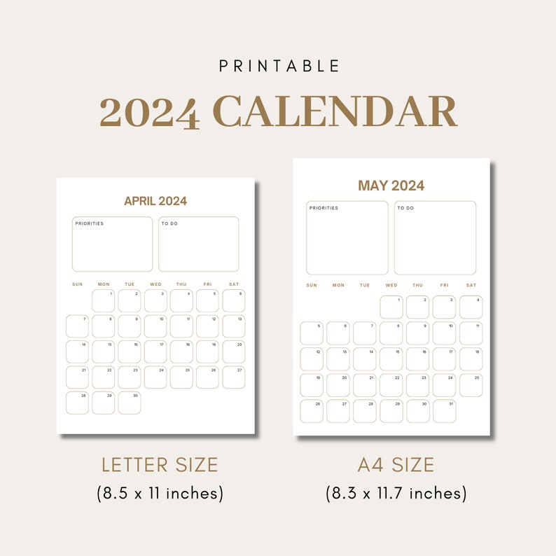 2025 Monthly Calendar Printable 2025 Sun and Mon Start Brown Calendar