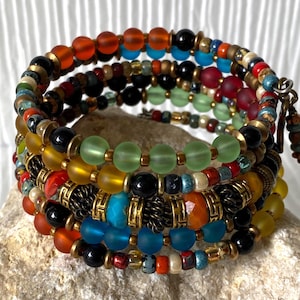 Fiesta multi-color 5 loop memory  wire bracelet. Fits 7 or 7.5 inch wrist