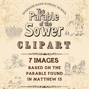 Parable of the Sower Clip Art - Black and White Outline Coloring Book Clipart - Matthew 13 - New Testament Parables of the Kingdom Clipart