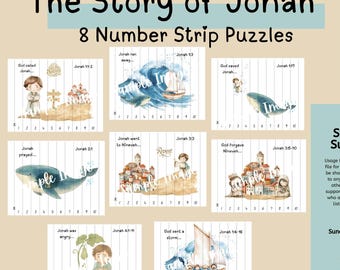 Jonah and the Whale Number Strip Puzzles: Sunday School Activity (PDF Download)