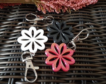 3D Printed Daisy Keychain, Key Fob, Zipper-Pull, Zipper Charm