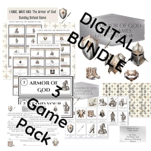 Paquete - Juegos de la Armadura de Dios - Efesios 6 - Escribe la Habitación - Juego de Memoria "Ve a Pescar" - ¿Quién Tiene? - Actividades de la Escuela Dominical