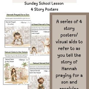 Hannah Prays for a Son 4 Story Posters - Sunday School Lessons from Old Testament Stories - Visual Aid Reference - Classroom Display - Book