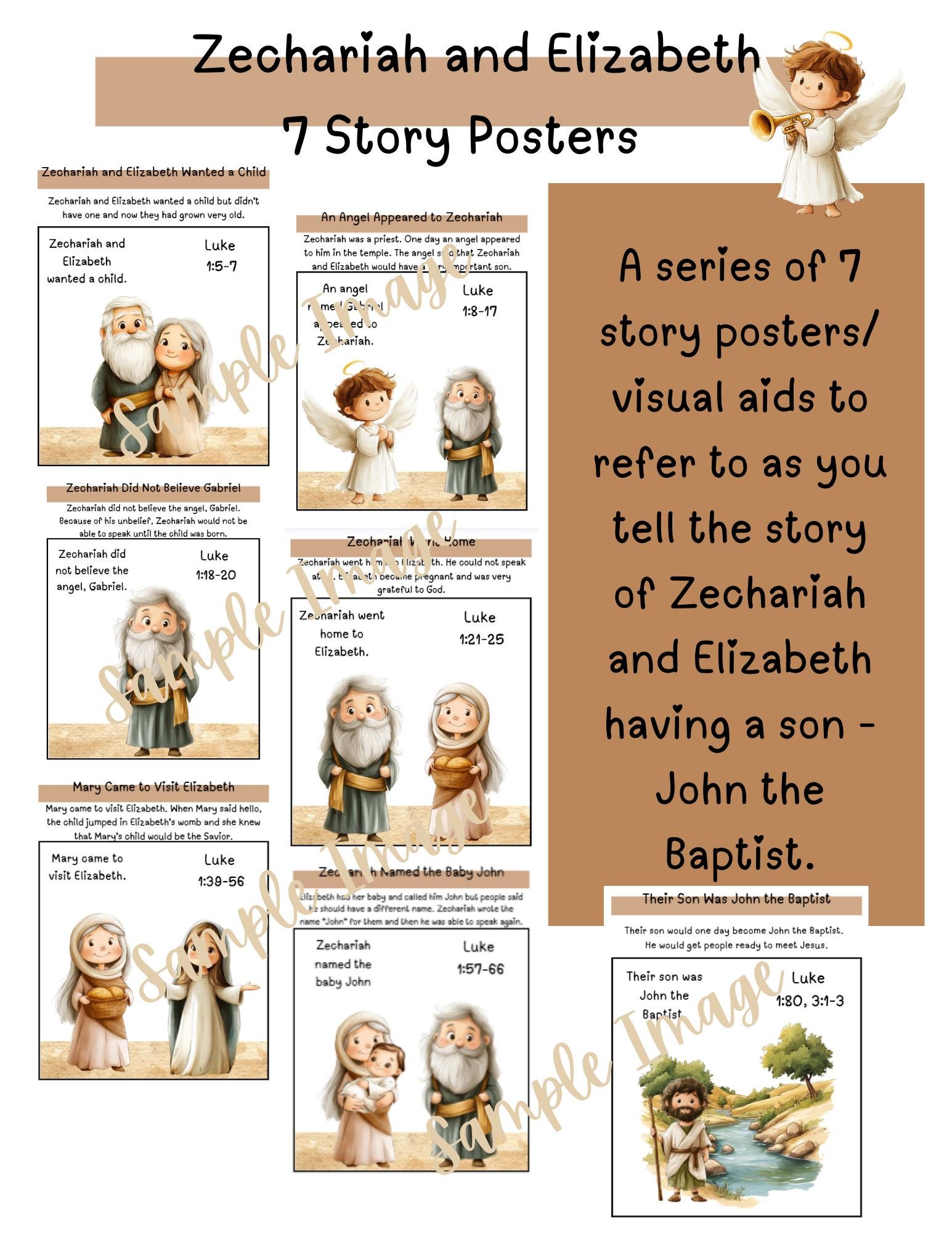 Zechariah & Elizabeth Story Posters - Birth of John the Baptist ...