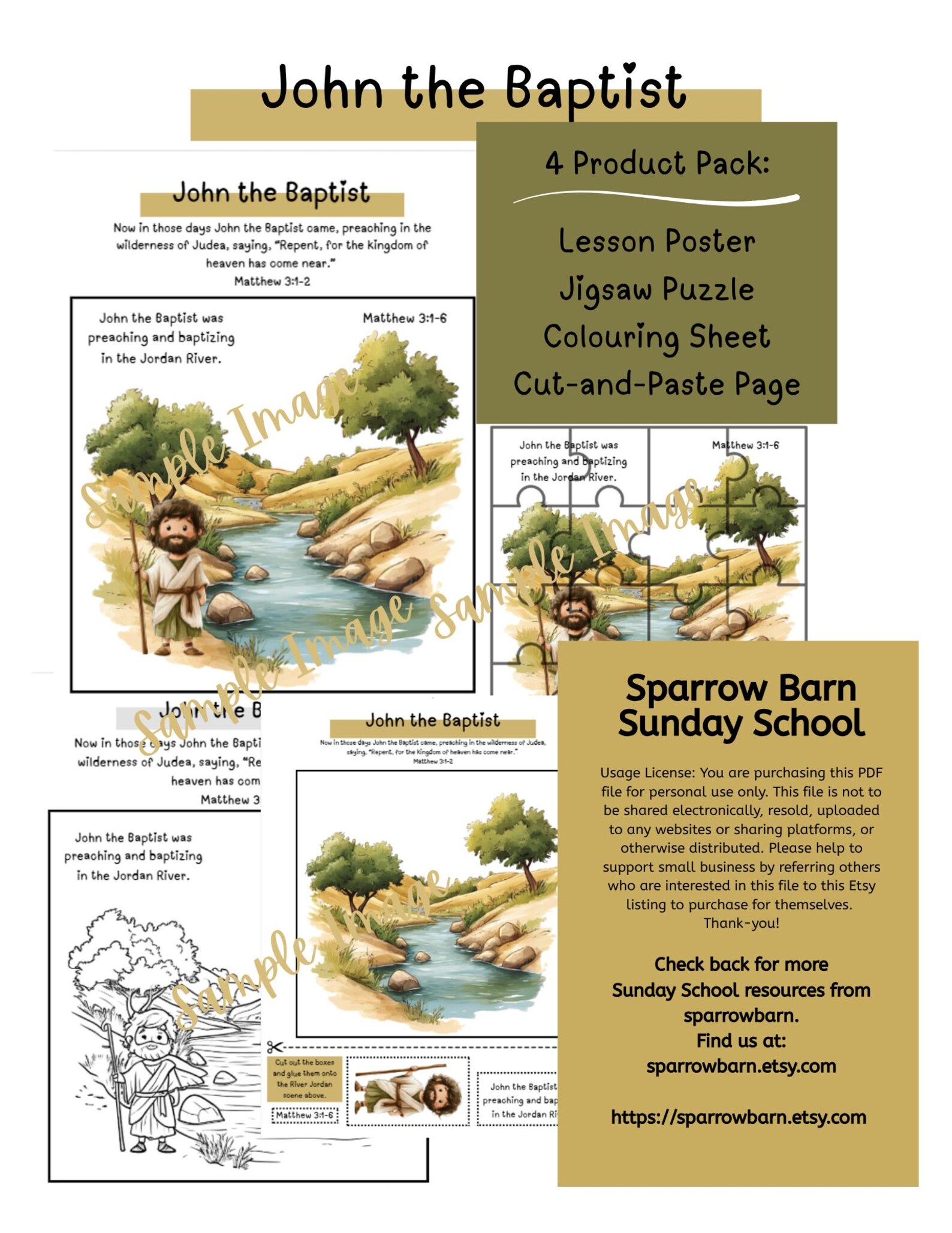 4 Pack John the Baptist - Poster/visual Aid Jigsaw Puzzle Coloring ...