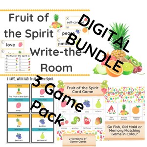 PAQUETE - Fruto del Espíritu - Juegos de memoria - Memoria - ¡A pescar! - Actividad de la escuela dominical: ¿Quién tiene? - Juego grupal