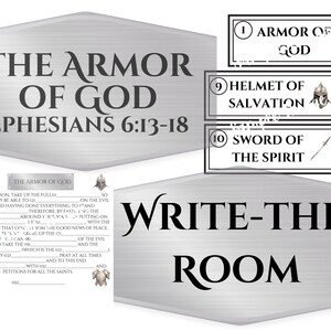 Actividad de escritura en la sala: La armadura de Dios - Escuela dominical - Versículo bíblico de Efesios - Muro de palabras - Exhibición en el aula - Juego de movimiento - Iglesia