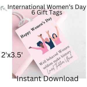 Etichette regalo per la giornata internazionale della donna / 6 citazioni motivazionali stampabili per l'8 marzo / Decorazioni per la giornata internazionale della donna e regali di San Valentino /
