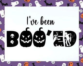 Te han abucheado imprimible, kit de te han abucheado, etiquetas de Halloween, kit de abucheos de Halloween, nos han abucheado, letrero de abucheos, descarga instantánea