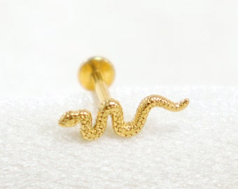 18G/20G Tiny Snake Cartilage Gold Silver Stud Earrings, Serpent Conch Earrings Tragus, Cartilage Helix Stud,Flat Back Labret Stud