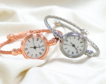 Reloj de números romanos, reloj vintage simple, apertura de brazalete, estilo CHIC, regalo de aniversario, reloj femenino, reloj de oro rosa