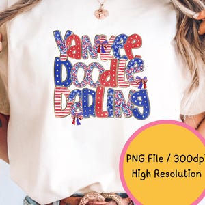 Yankee Doodle Darling PNG Patriotic 4th of July Sublimation Design Digital Download Girly Fourth Of July Cute American png Coquette USA PNG