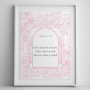 Romans 12:9 Christian Decor, Home Gift, Wedding Gift, Christian Bible Art Bible Quote, Vintage Wall Art, Digital Print, Christian Scripture