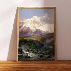 Isaiah 26:4 Inspirational Scripture, Christian Decor, Mountain Scene Art, Modern Decor, Farmhouse Decor Print, Vintage Decor, Digital Print