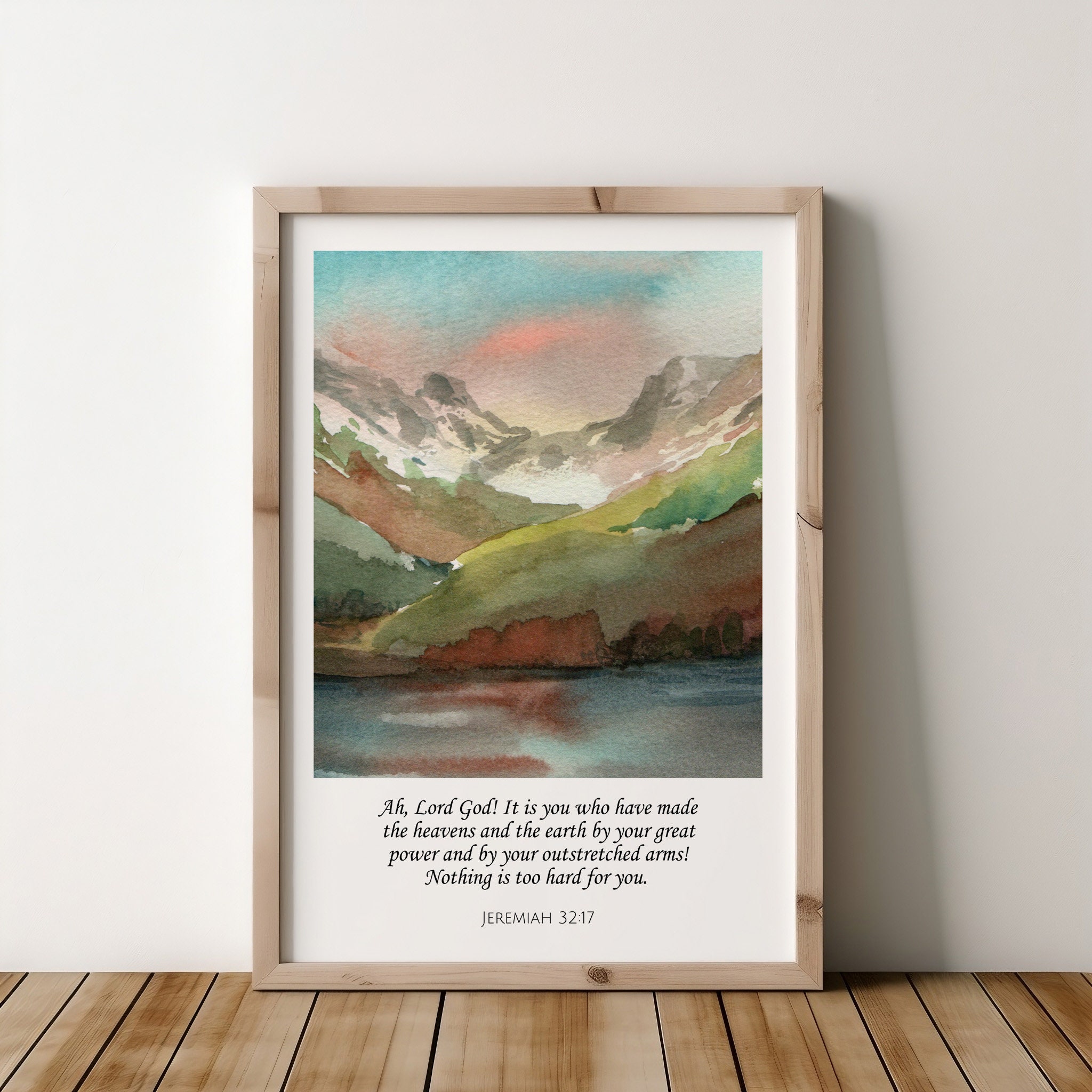 Jeremiah 32:17 Christian Art, Art Decor Gift, Bible Wall Art Jeremiah 32:17 Christian Art, Art Decor Gift, Bible Wall Art