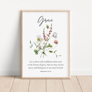 Hebrews 4:16 Farmhouse Decor Print, Cottage Core Print, Digital Print, Inspiring Bible Quote, Christian Decor, Modern Decor, Vintage Decor