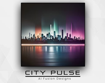 City Pulse - Artistic Design, Stylish Decor, Pastel, Landscape, Abstract Art Design Digital Download, Clip Art, Coquette, Water Color