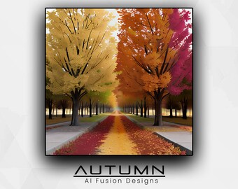 Autumn - Artistic Design, Stylish Decor, Pastel, Landscape, Abstract Art Design Digital Download, Clip Art, Coquette, Water Color