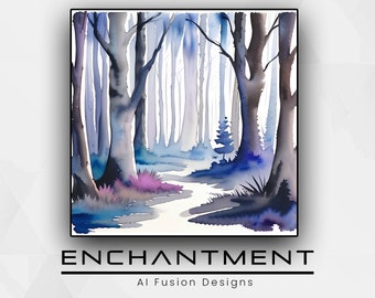 Enchantment - Artistic Design, Stylish Decor, Pastel, Landscape, Abstract Art Design Digital Download, Clip Art, Coquette, WaterColor