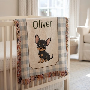 Chihuahua Gifts Personalized Chihuahua Blanket Vintage Nursery 1st Birthday Boy Chihuahua Wall Art for Him